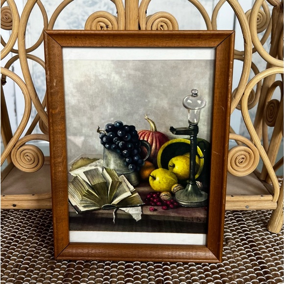 Mid-Century Artwork, Set of 2, Framed Henk Bos, FRUIT Still Life Pictures - Picture 2 of 6